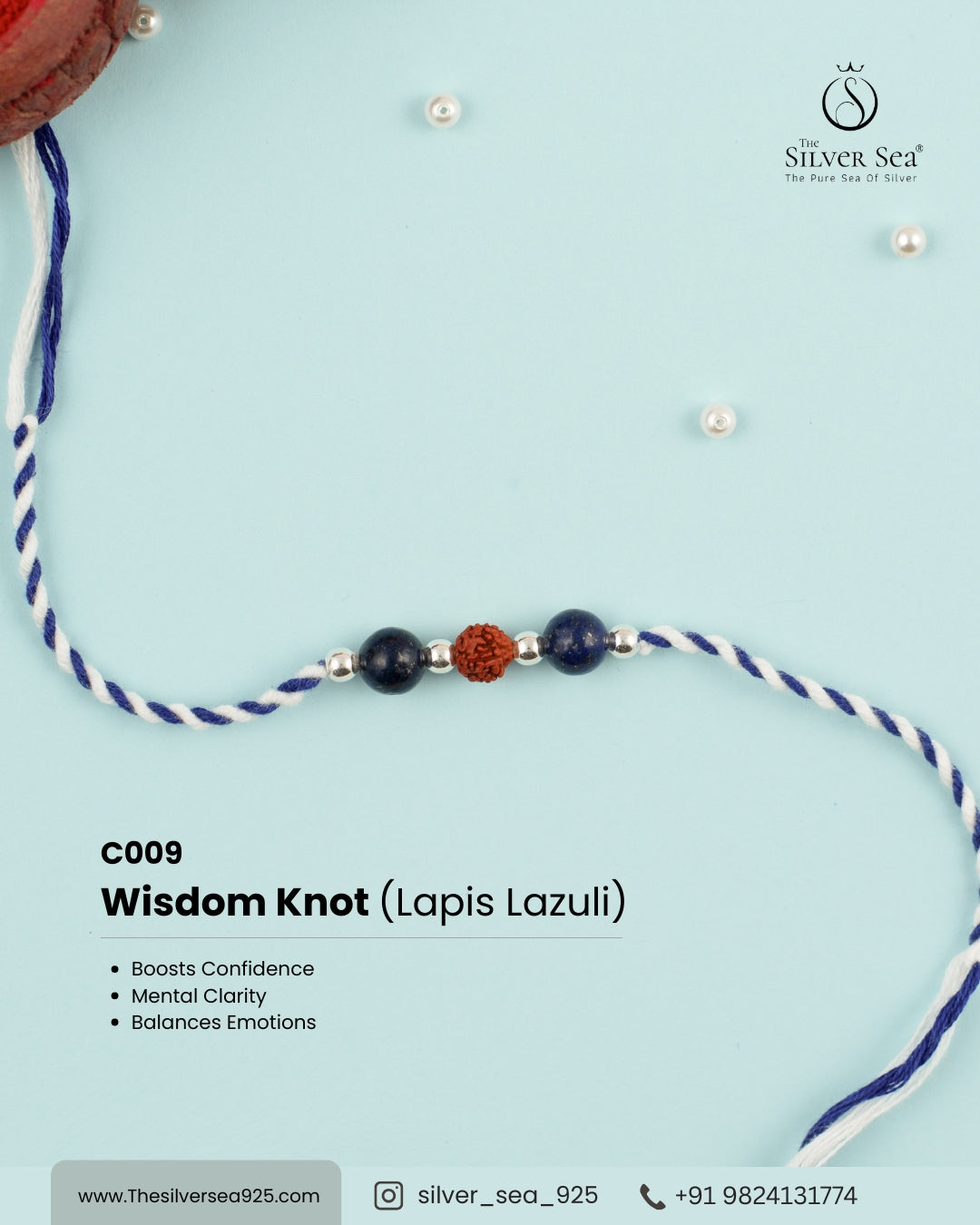 Wisdom Knot Crystal Silver Rakhi