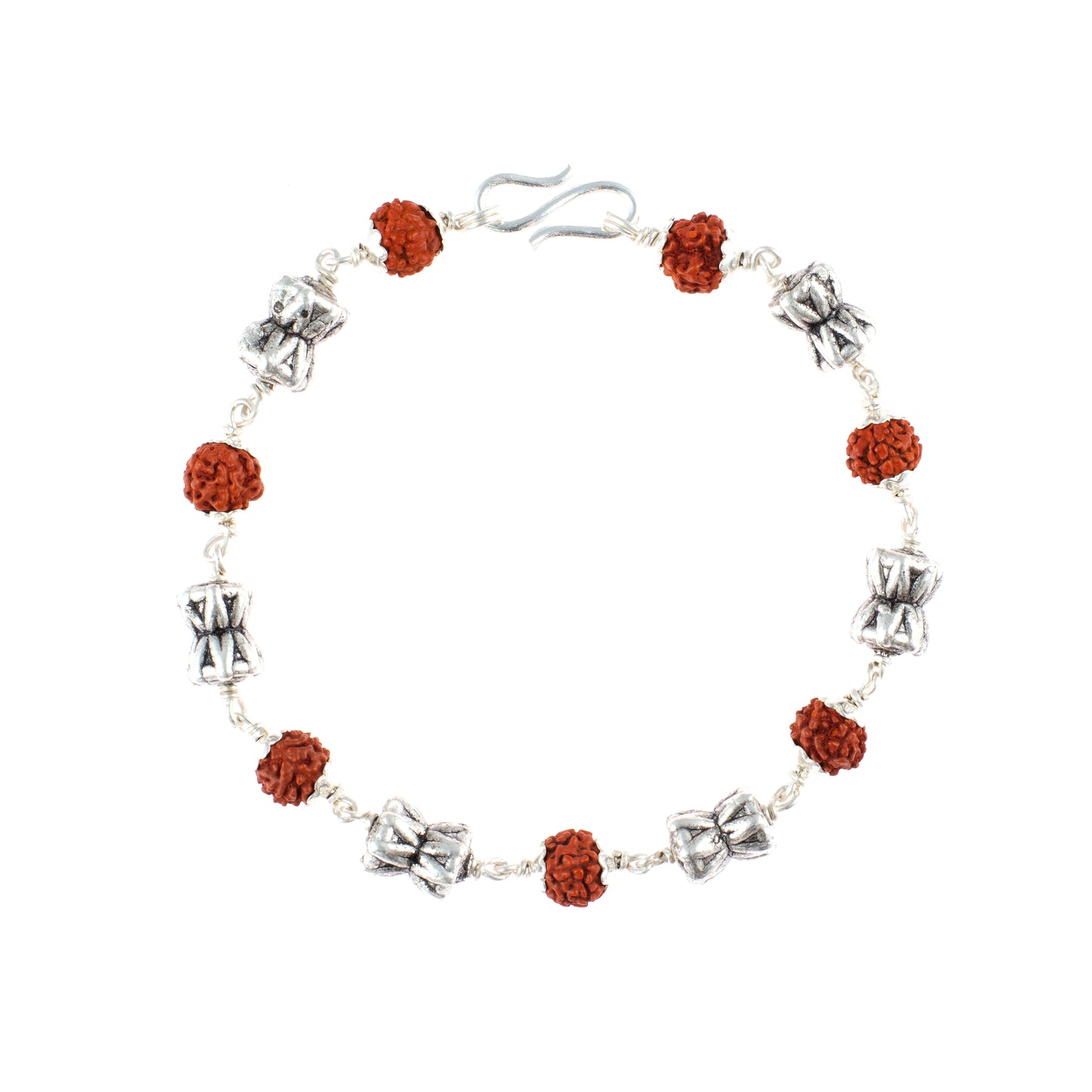 Divine Rudraksh With Antique Silver Damru Bracelet