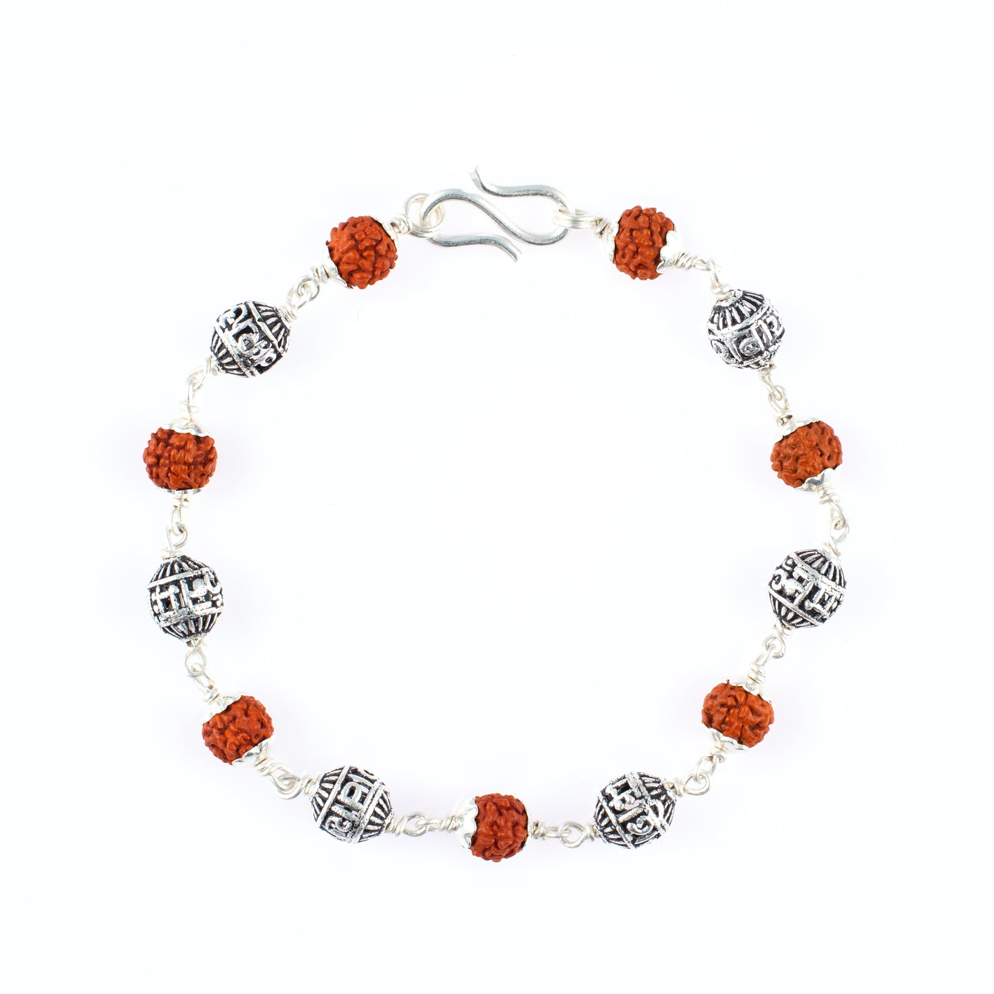 Om Namah Shivay Silver Rudraksh Bracelet