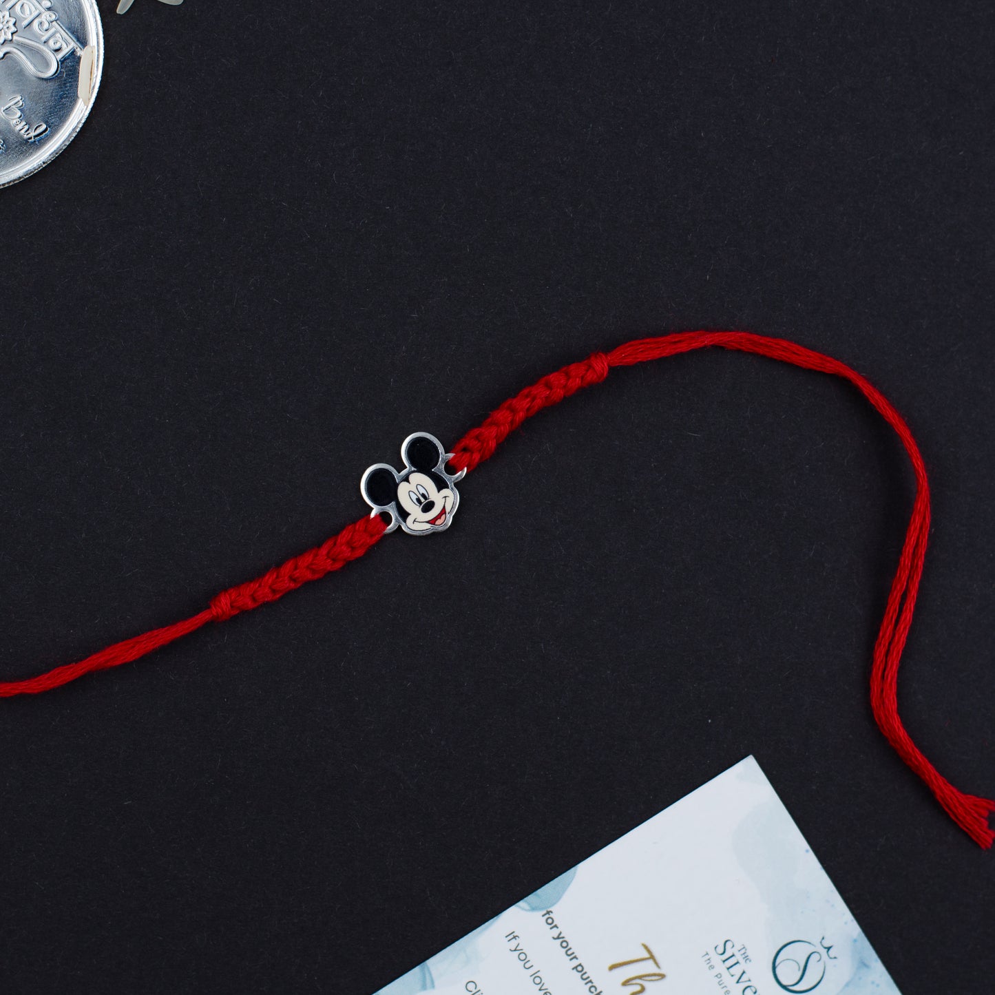 Micky Mouse Silver Rakhi For Kids