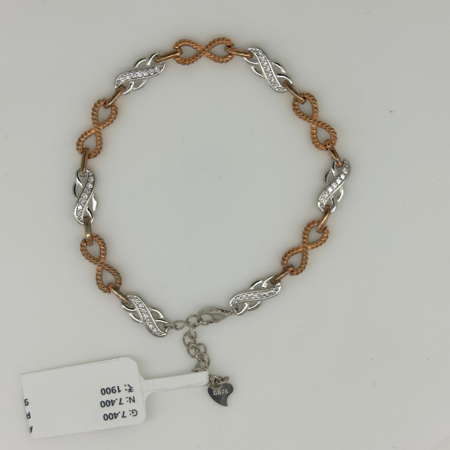 Dual Tone Infinity 925 Silver Bracelet