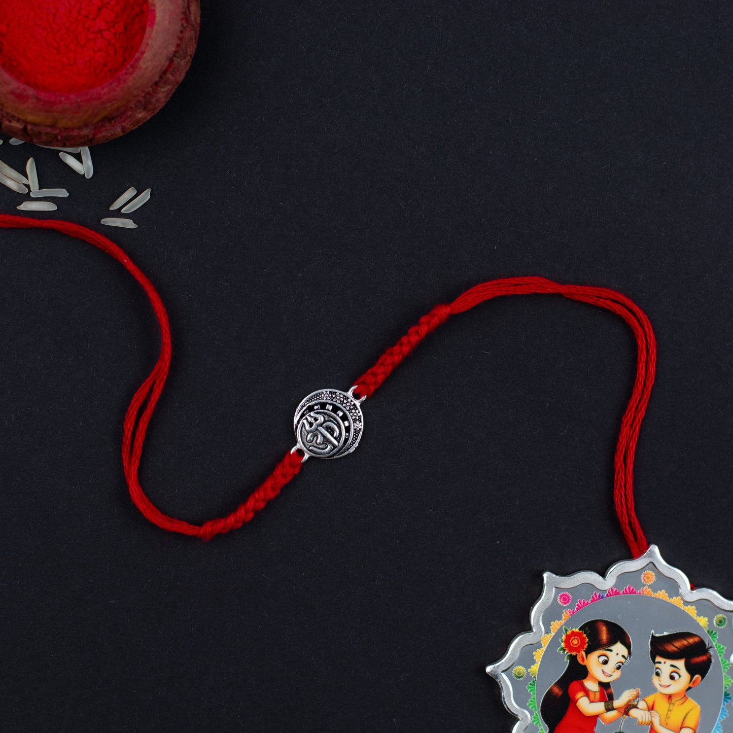 Om Trisul Silver Rakhi
