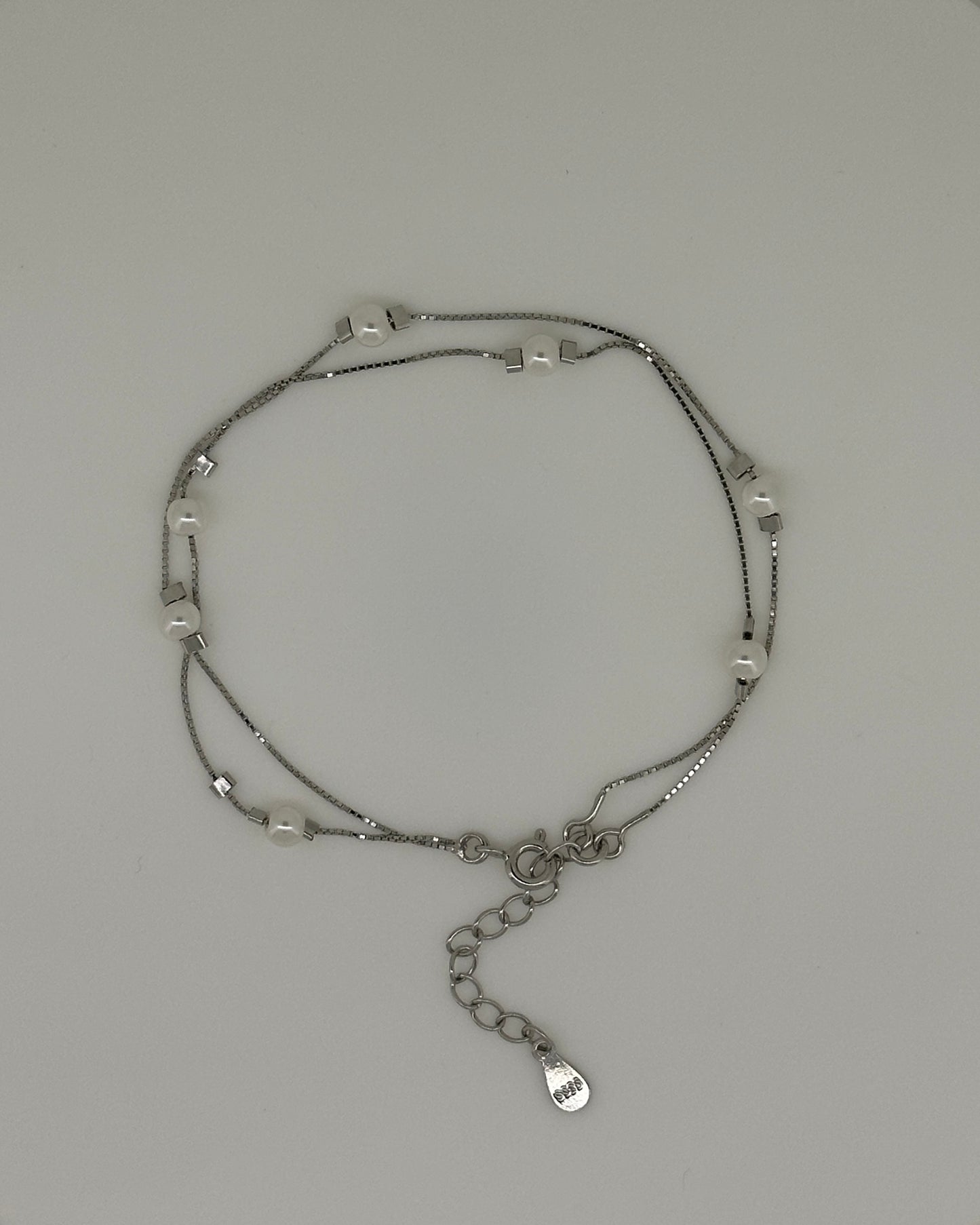 2 Layer SilverGlow Pearl Bracelet