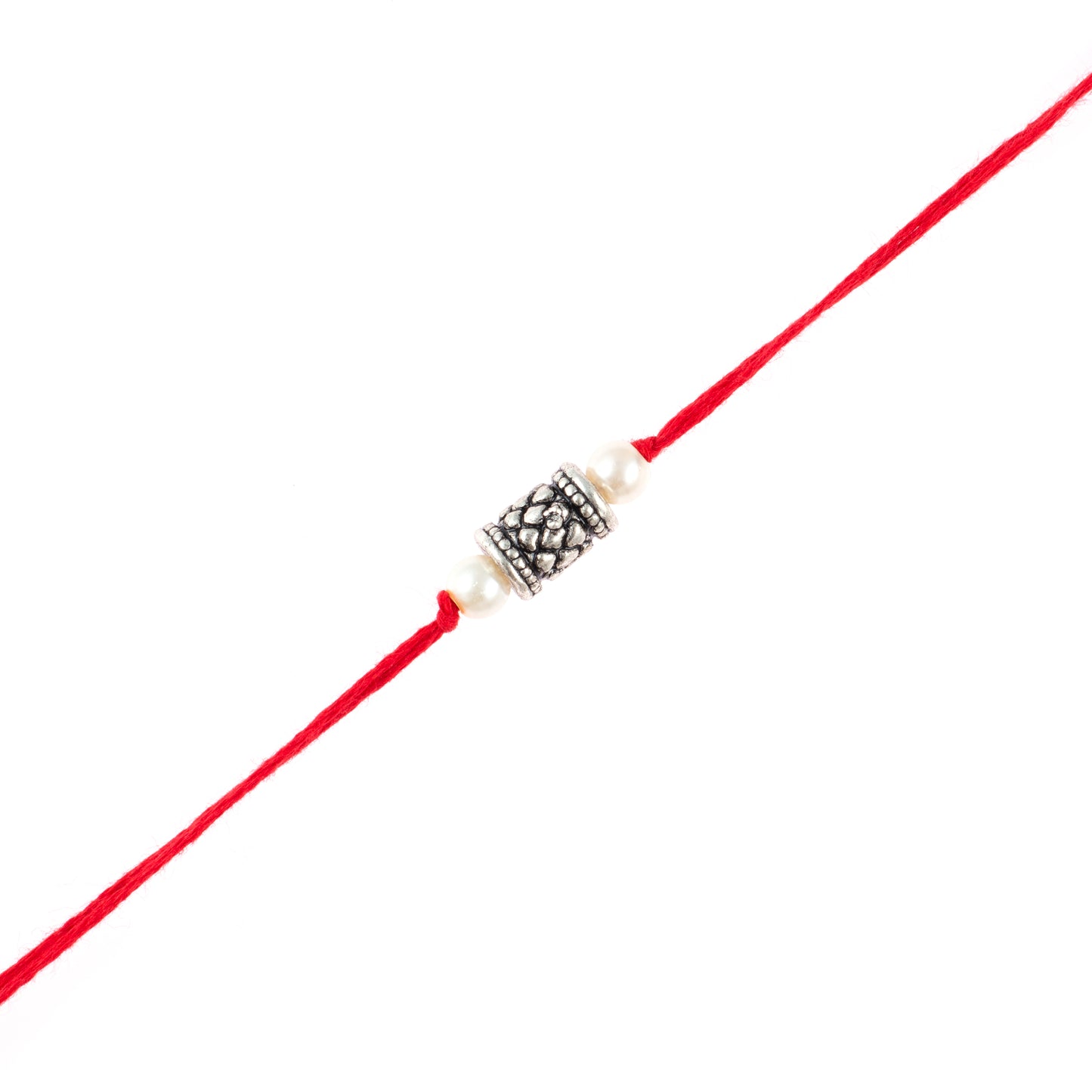 Vintage Pearl and Silver Charm Rakhi
