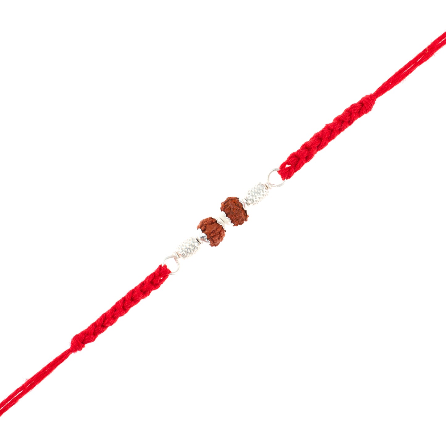 Dual Rudraksha and Silver Bead Rakhi