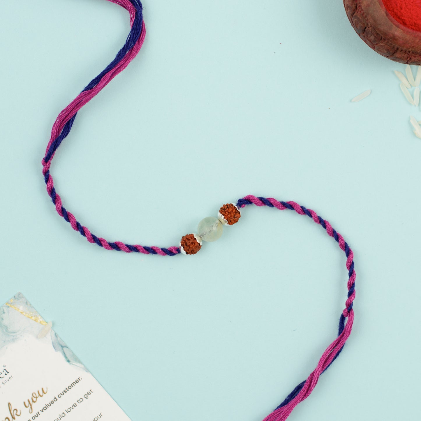 Focus Flame Crystal Silver Rakhi