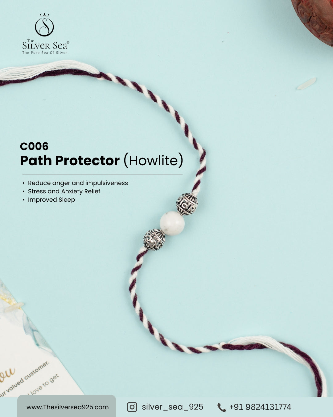 Path Protector Crystal Silver Rakhi