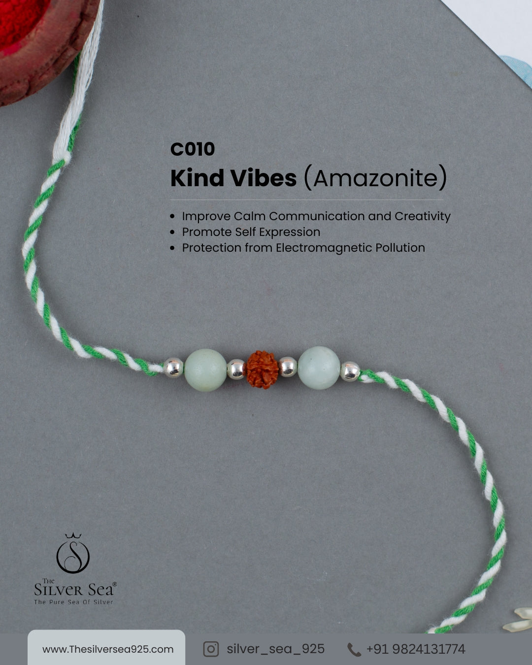 Kind Vibes Crystal Silver Rakhi