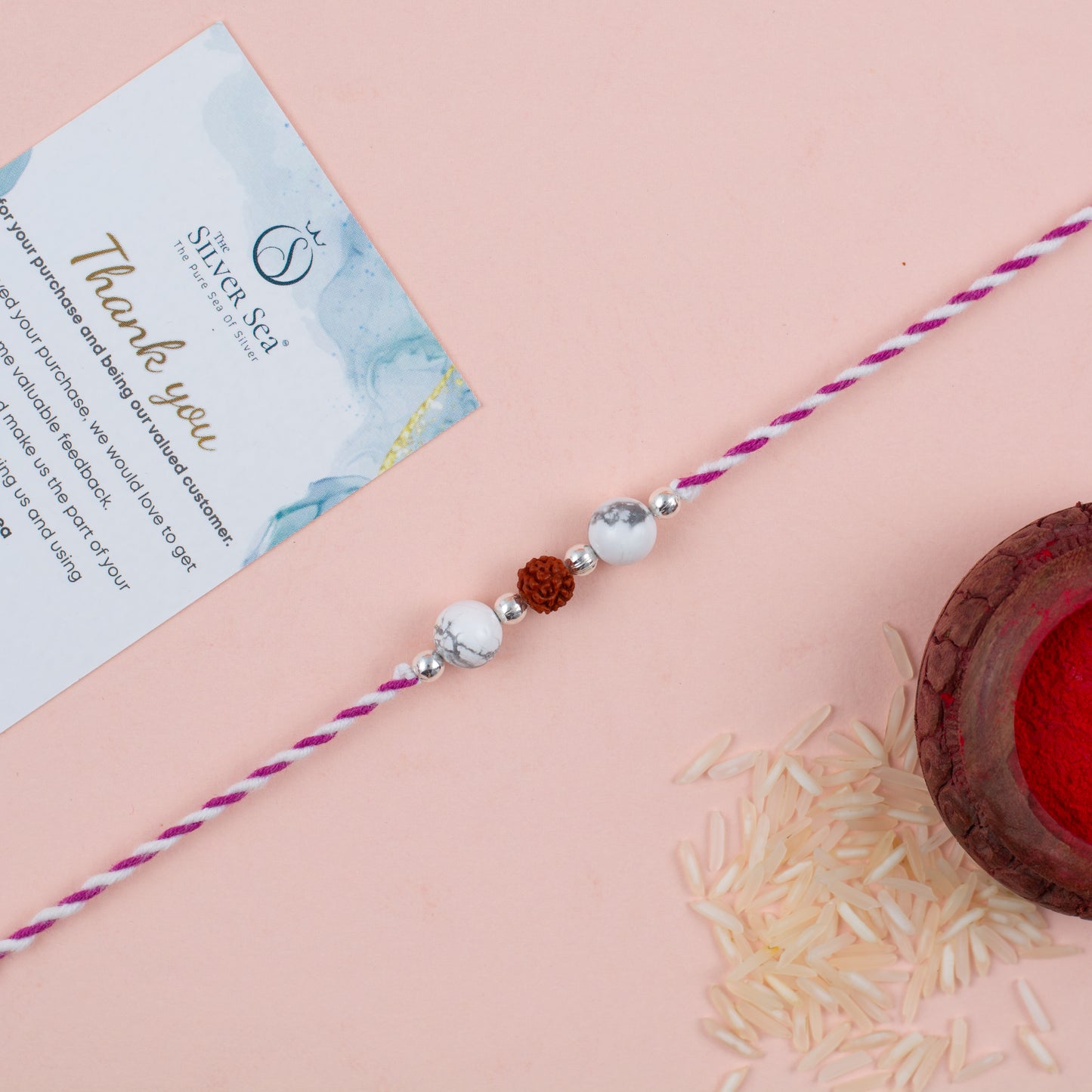Path Protector Crystal Silver Rakhi