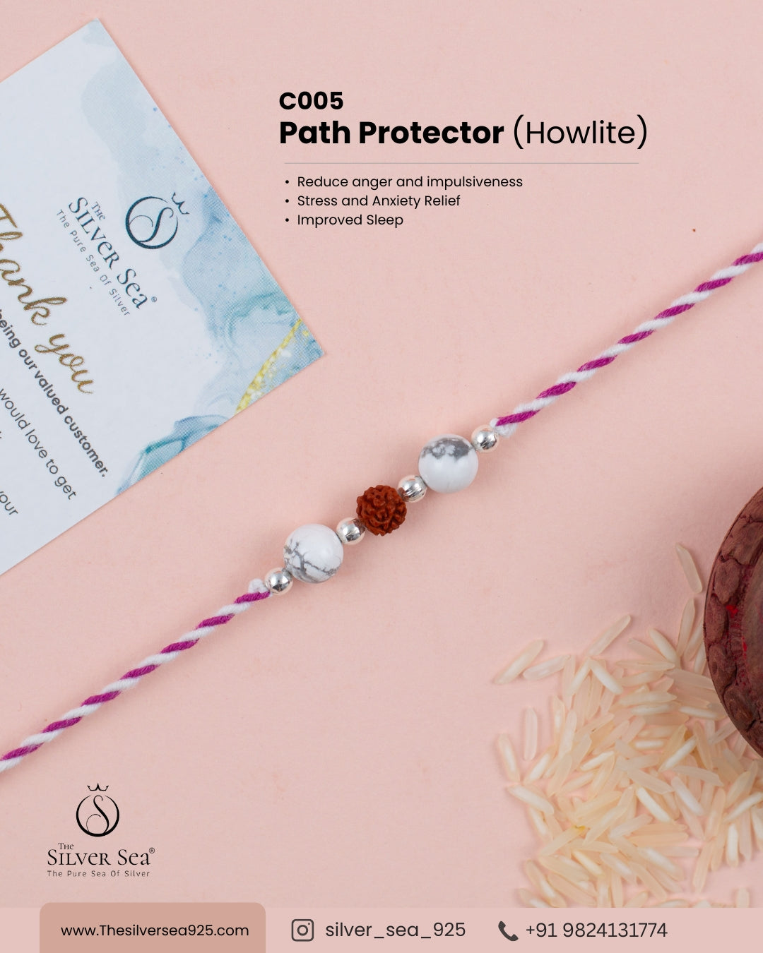 Path Protector Crystal Silver Rakhi