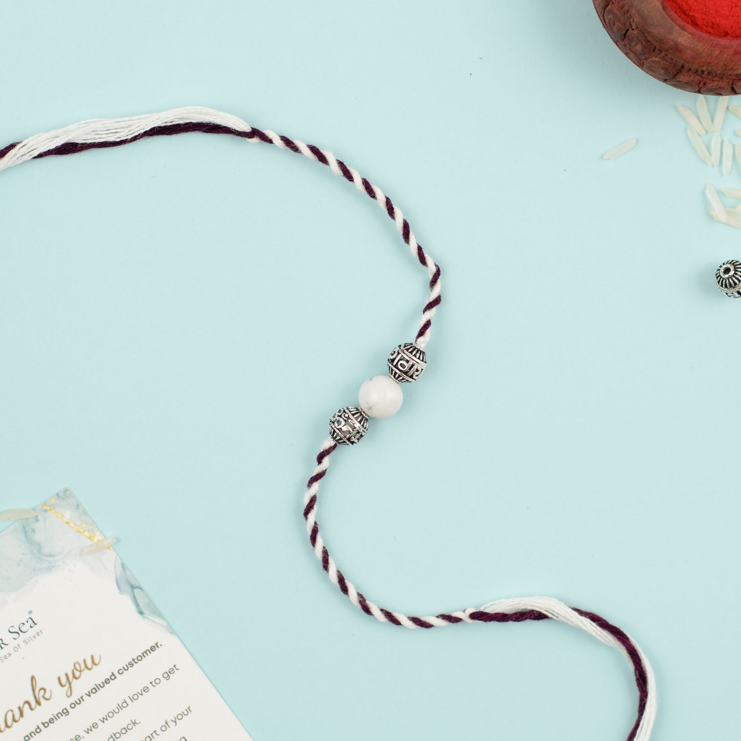 Path Protector Crystal Silver Rakhi