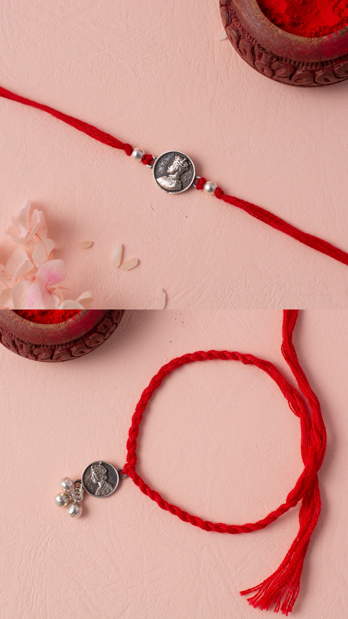 Vintage Coin Silver Couple Rakhi (2 Rakhi)