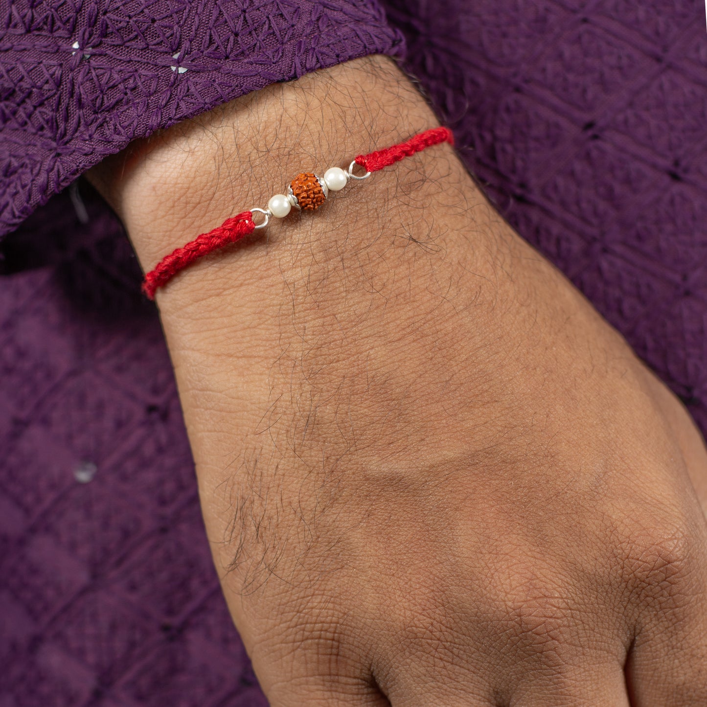 Classic Rudraksha and Pearl Harmony Rakhi