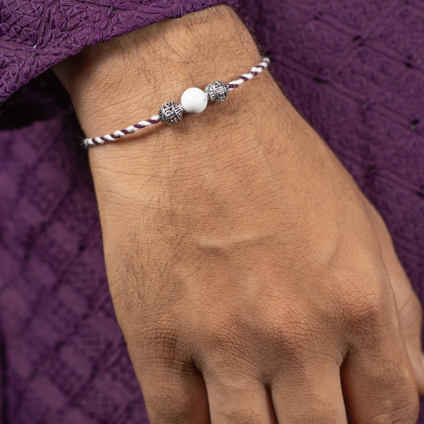 Path Protector Crystal Silver Rakhi