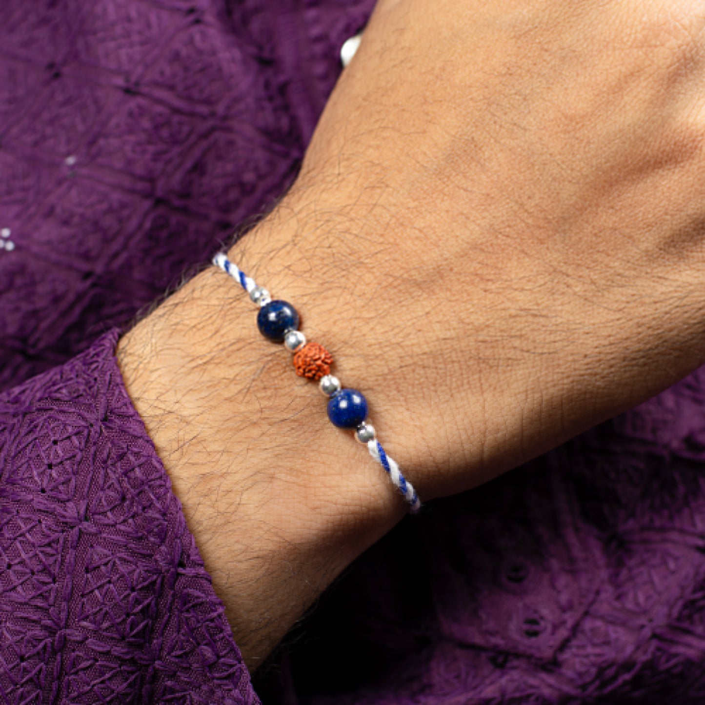 Wisdom Knot Crystal Silver Rakhi