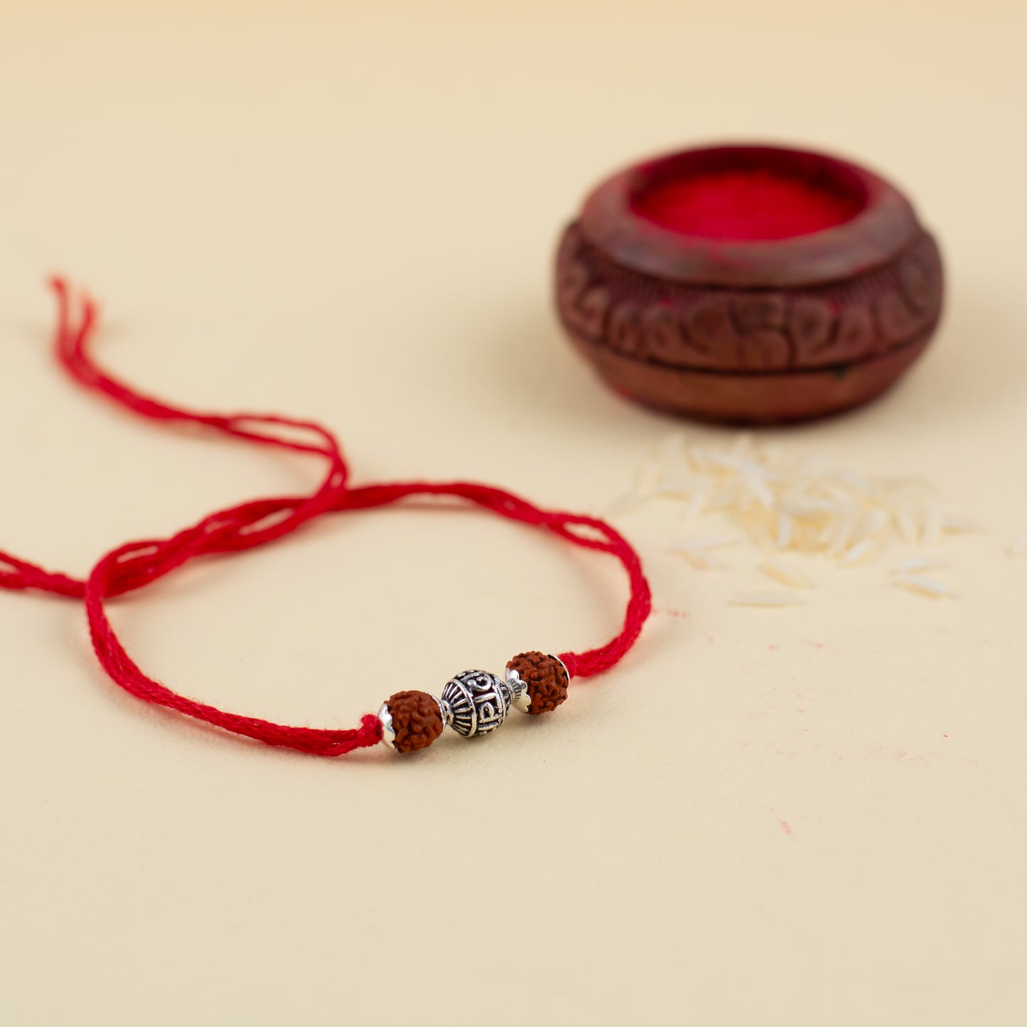 Om Namah Shivay Silver Rudraksh Rakhi