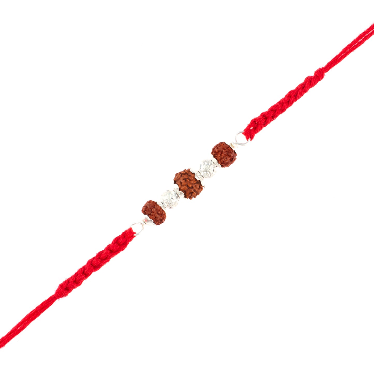 Traditional Rudraksha and Silver Bead Rakhi