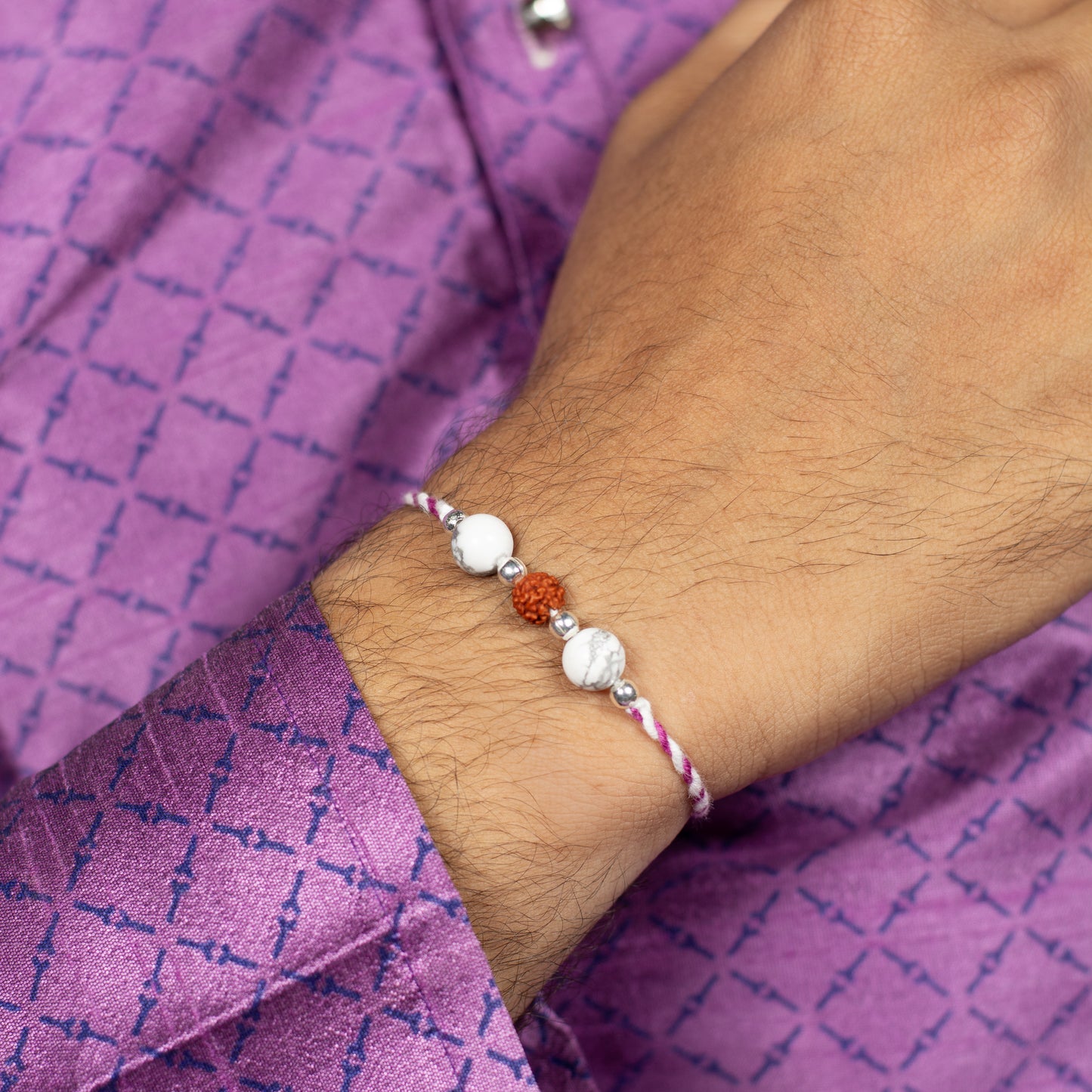 Path Protector Crystal Silver Rakhi