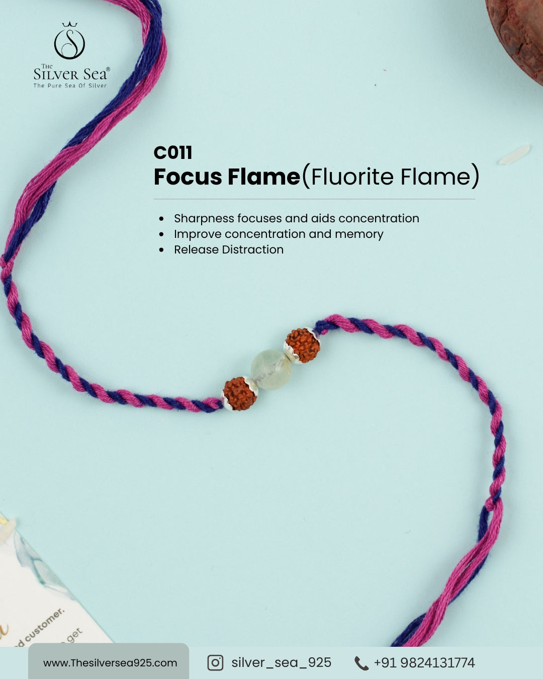 Focus Flame Crystal Silver Rakhi