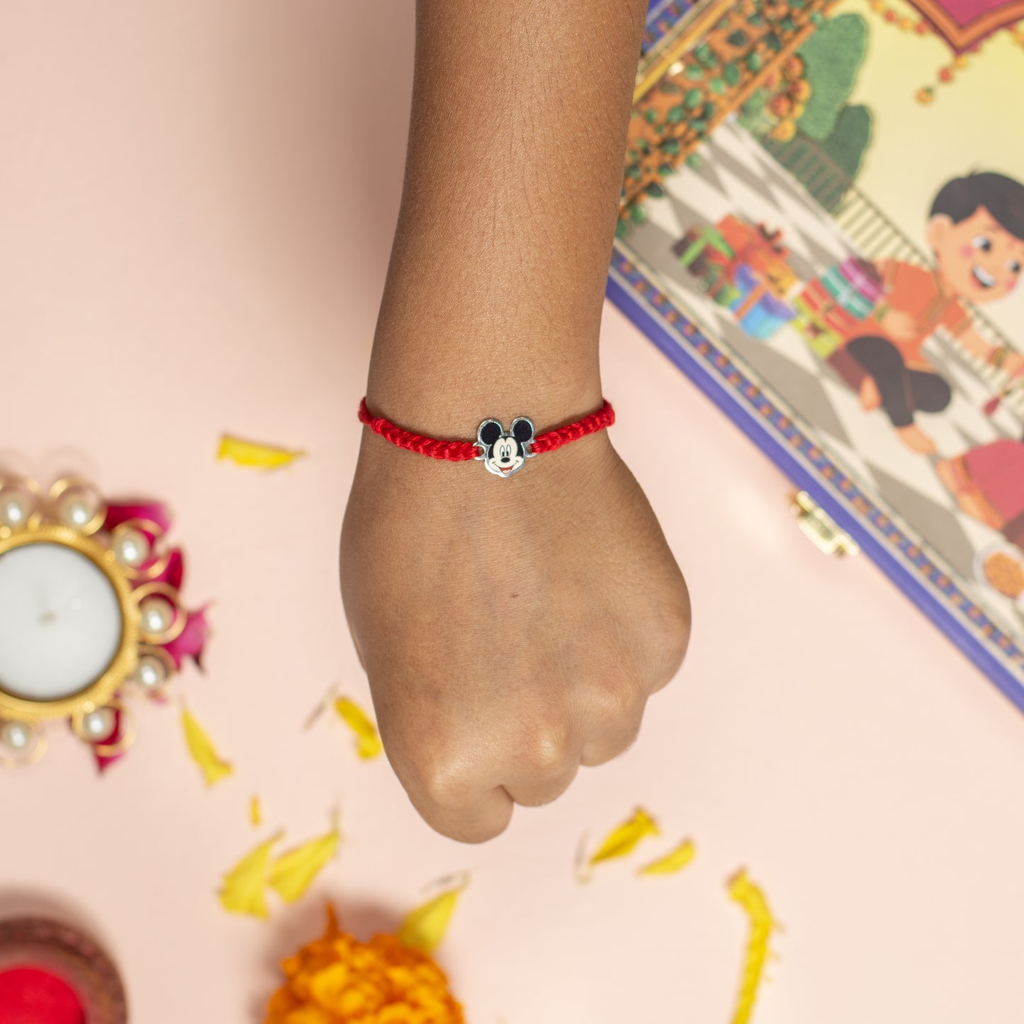 Micky Mouse Silver Rakhi For Kids