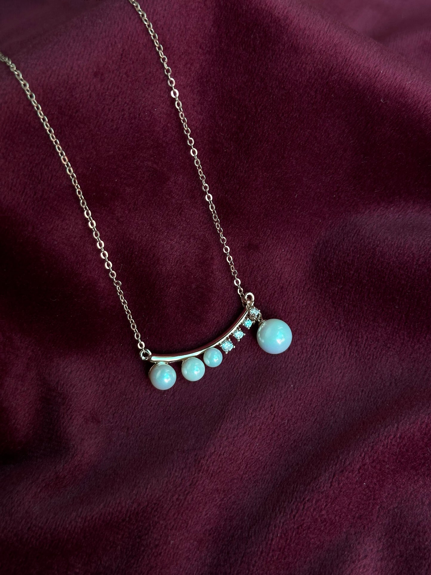 Pearl and Diamond String Pendant Necklace