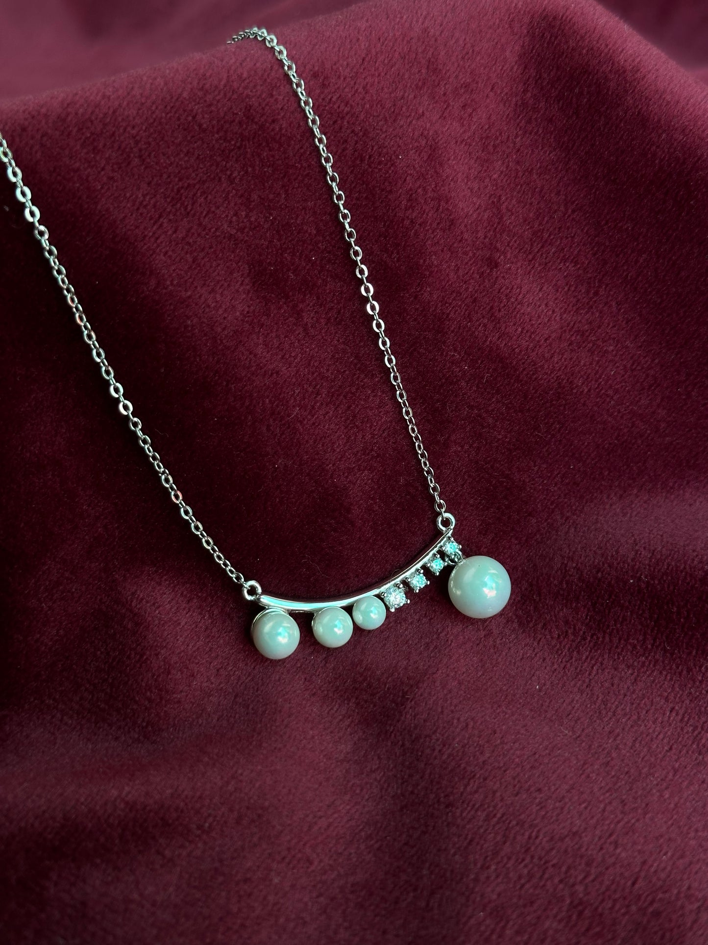 Pearl and Diamond String Pendant Necklace
