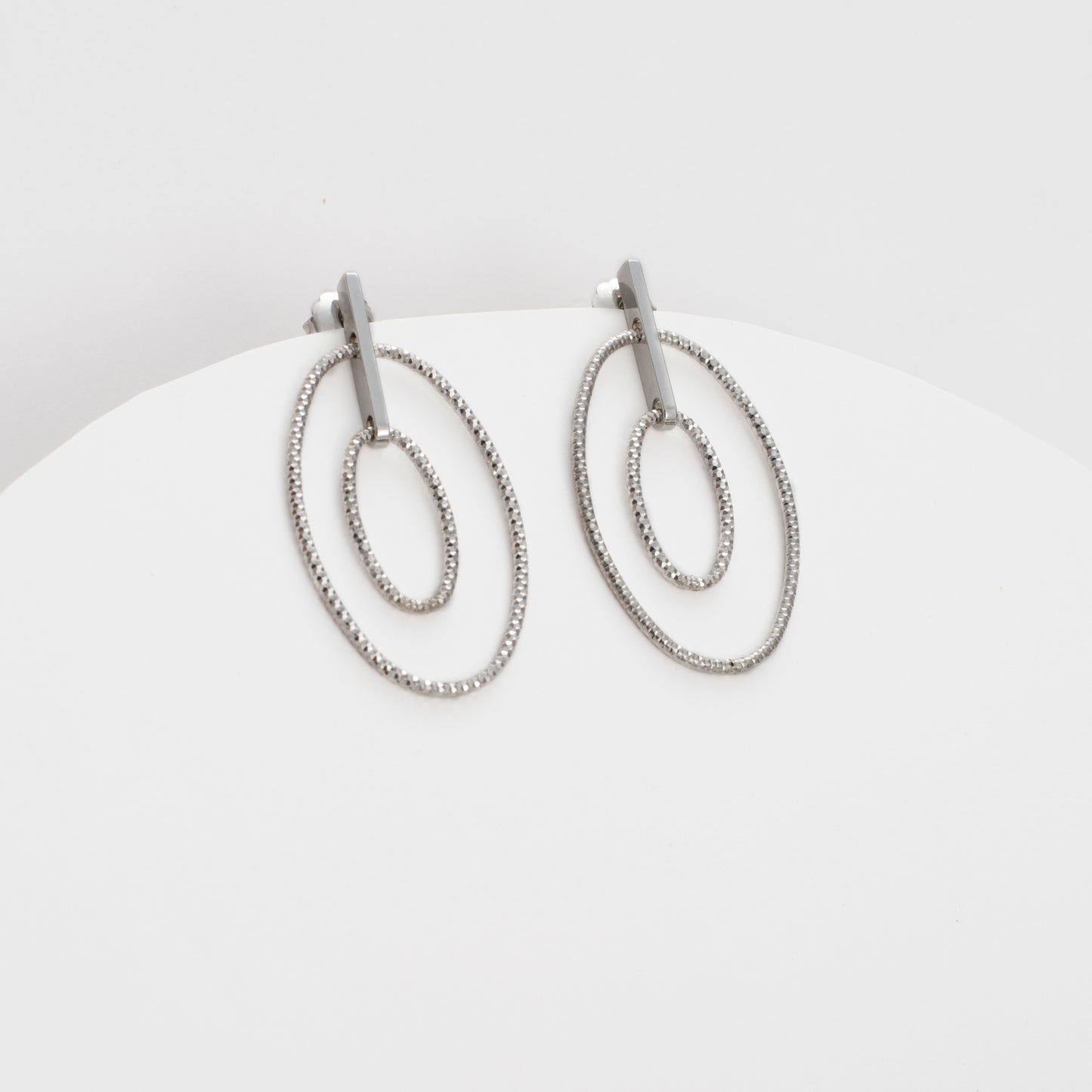 All-Silver Oval Hoop Earrings