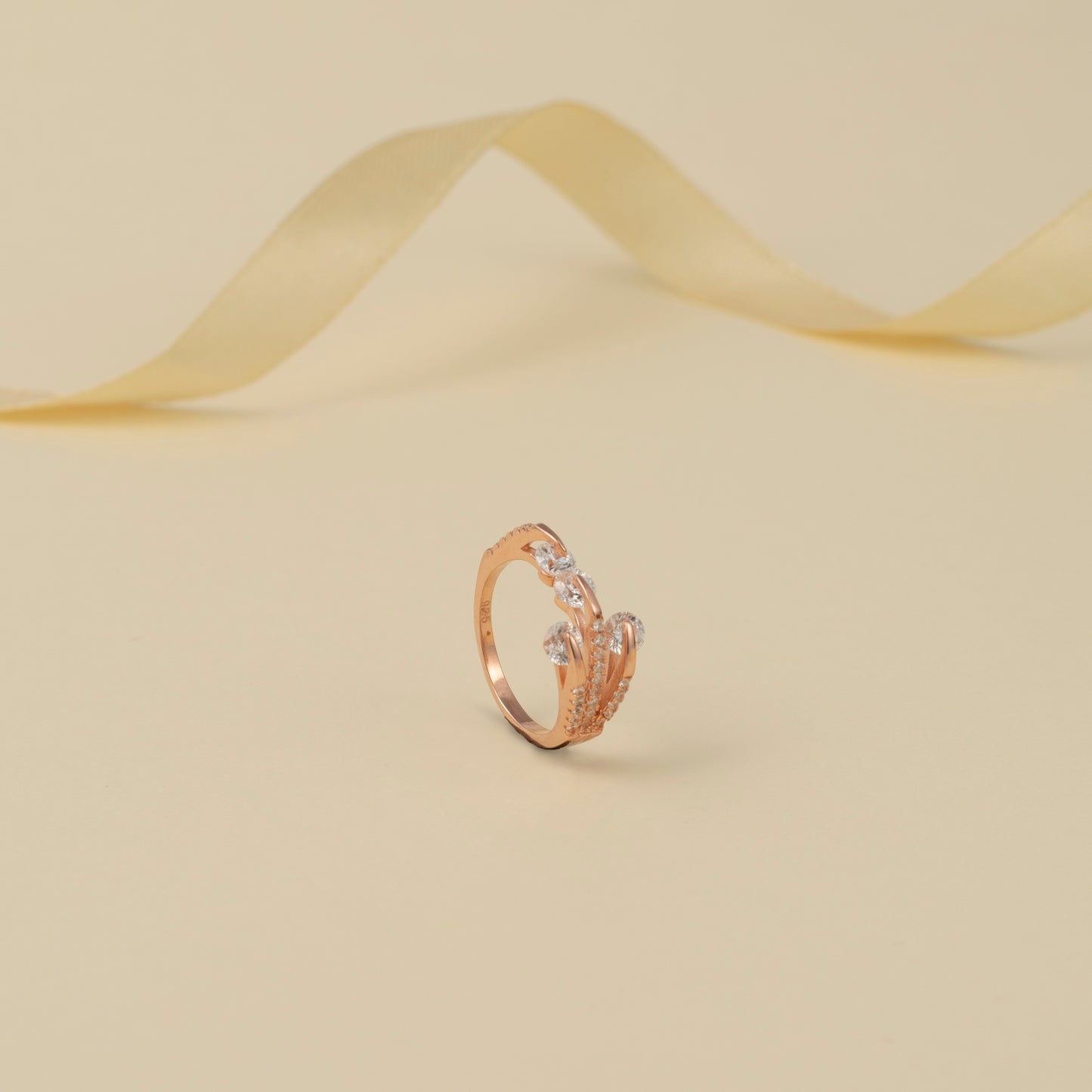 Rose Gold Spiral Diamond Ring