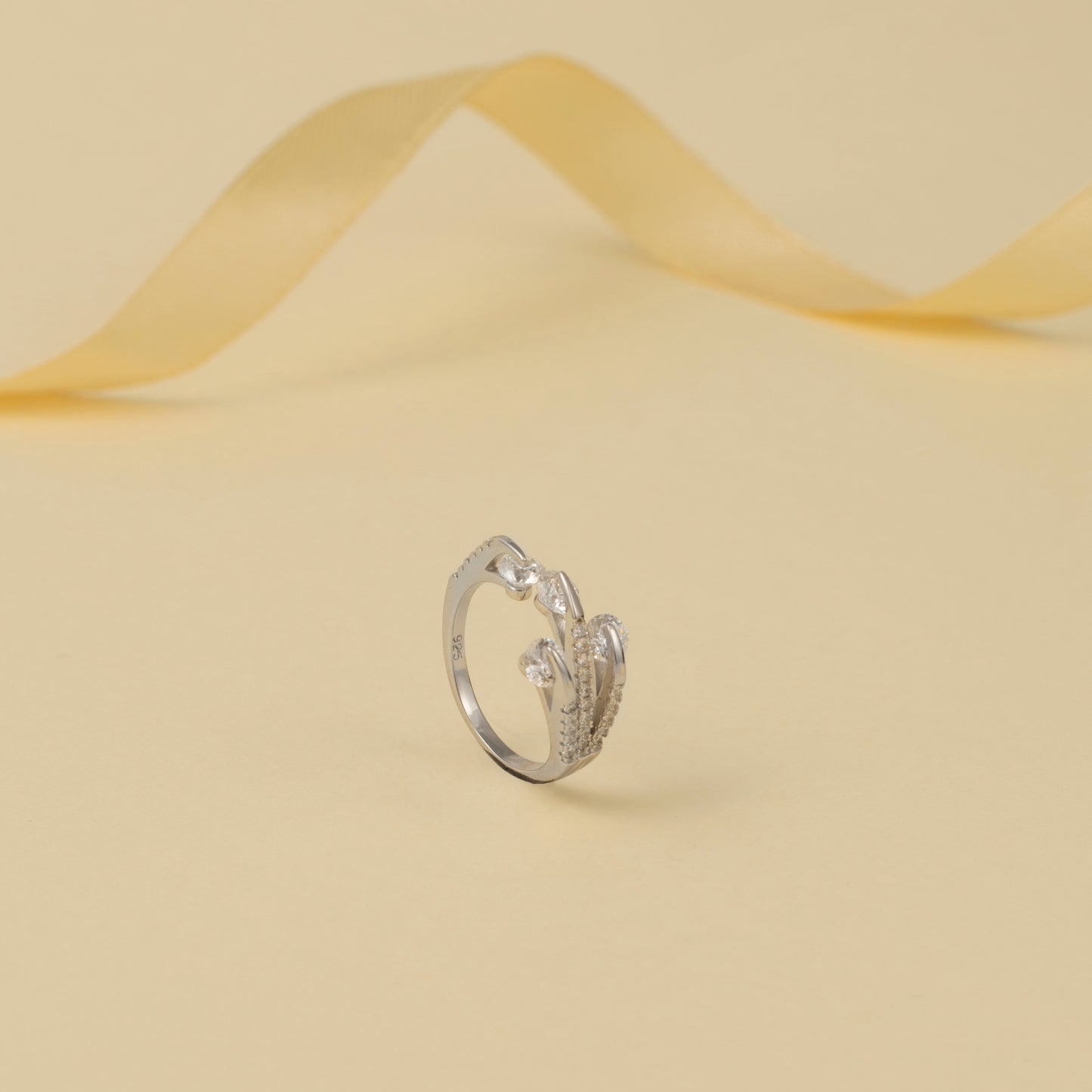 Silver Spiral Diamond Ring