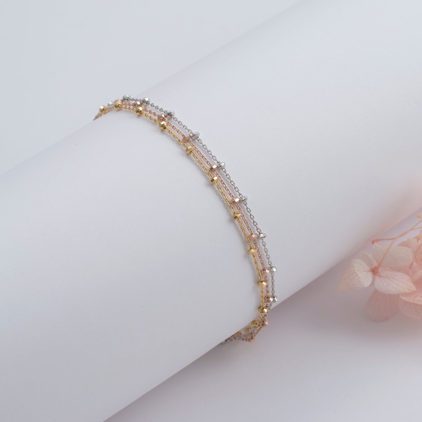 Tri-Color Layered Chain Bracelet