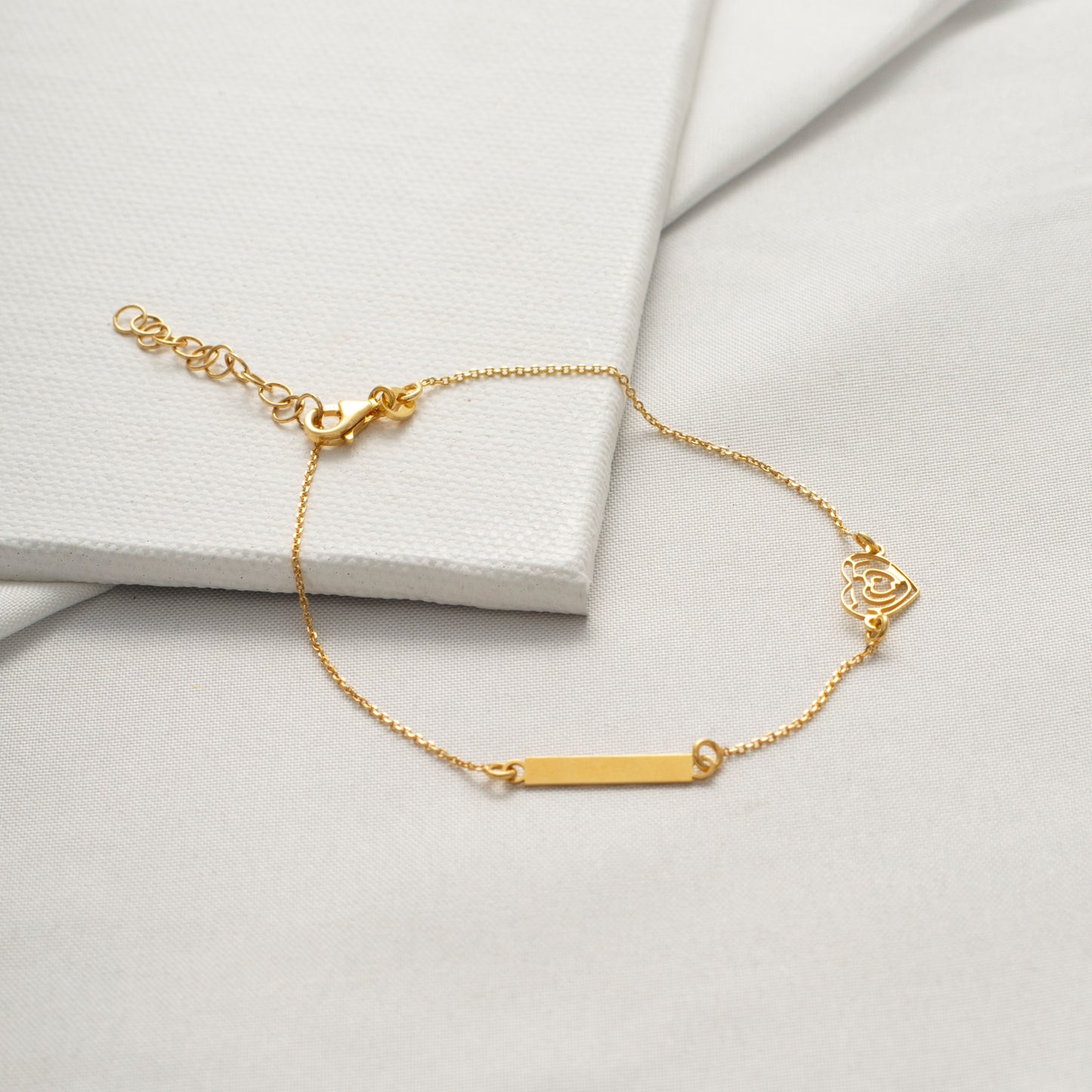 Gold-Tinted Silver Rose Charm Bracelet