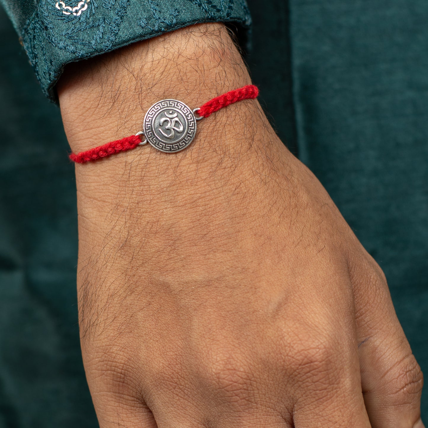 Om Charm Braided Red Rakhi