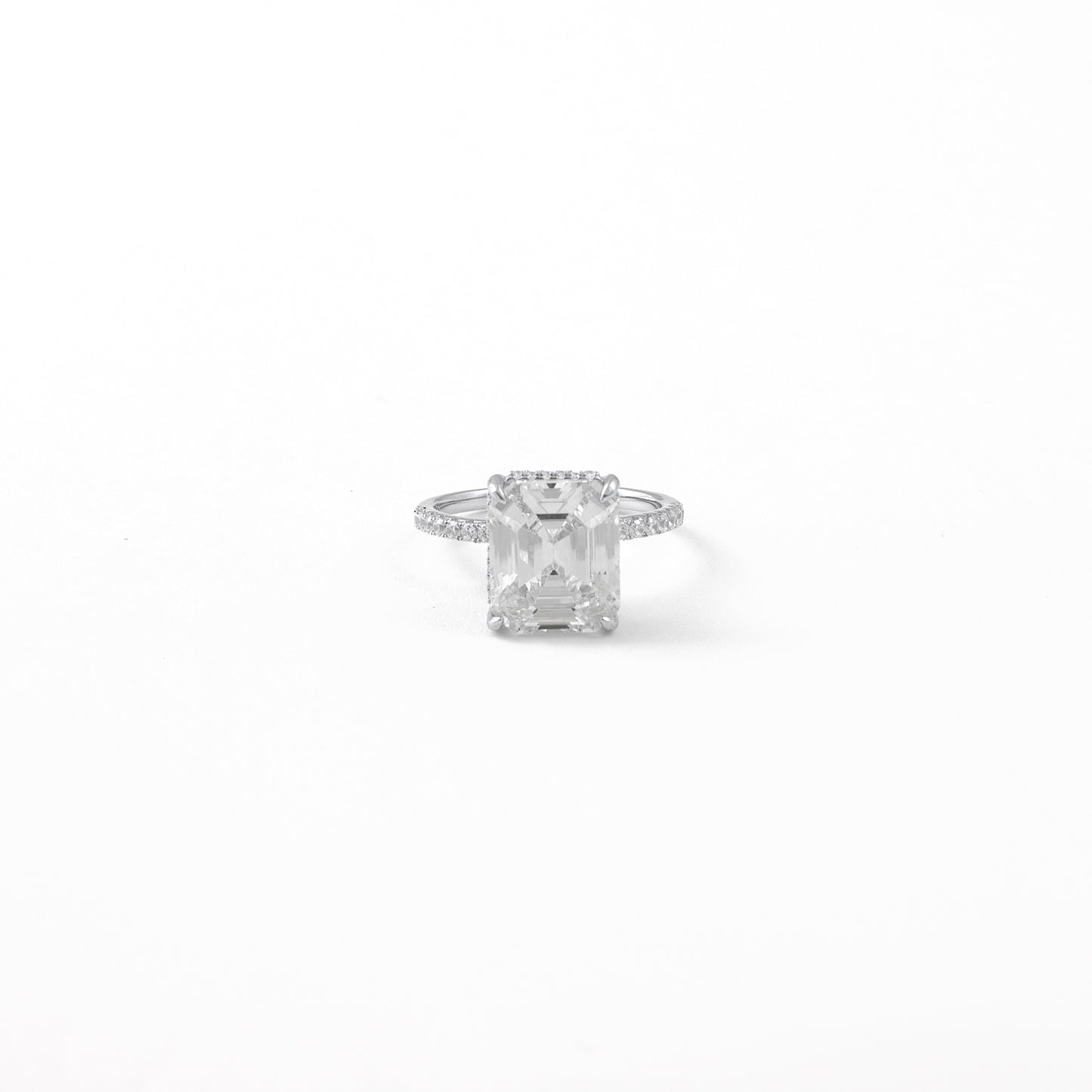 Silver Solitaire Ring with Emerald Cut Diamond