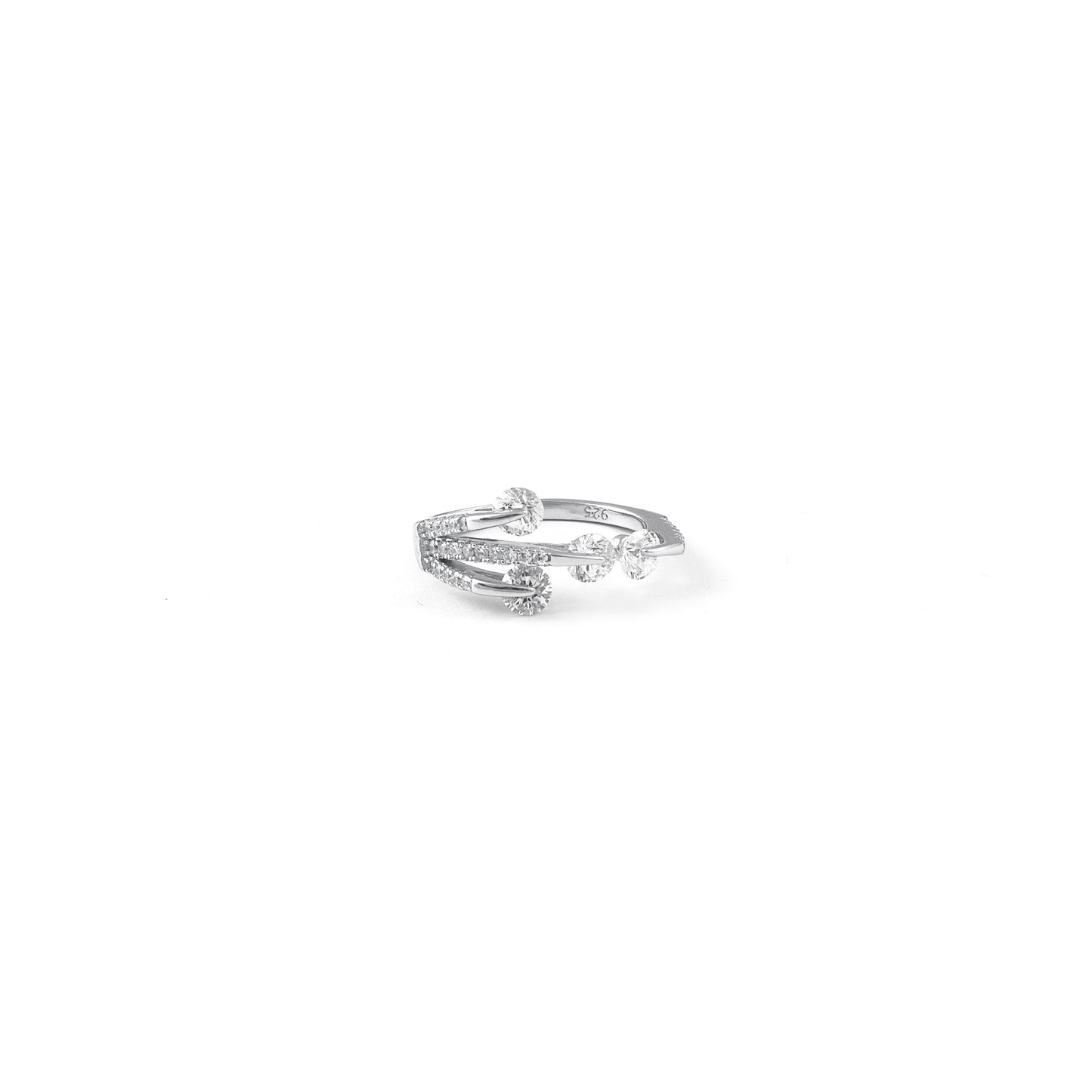 Silver Spiral Diamond Ring