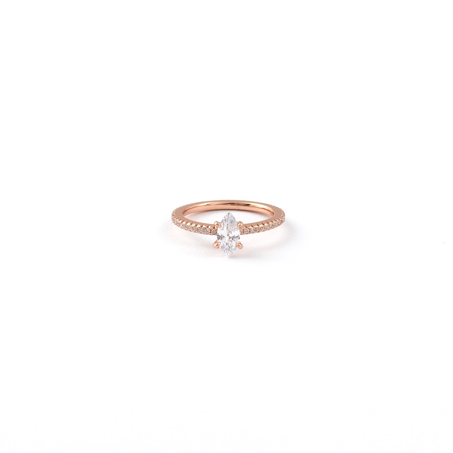 Rose Gold Marquise Diamond Ring with Pave Setting