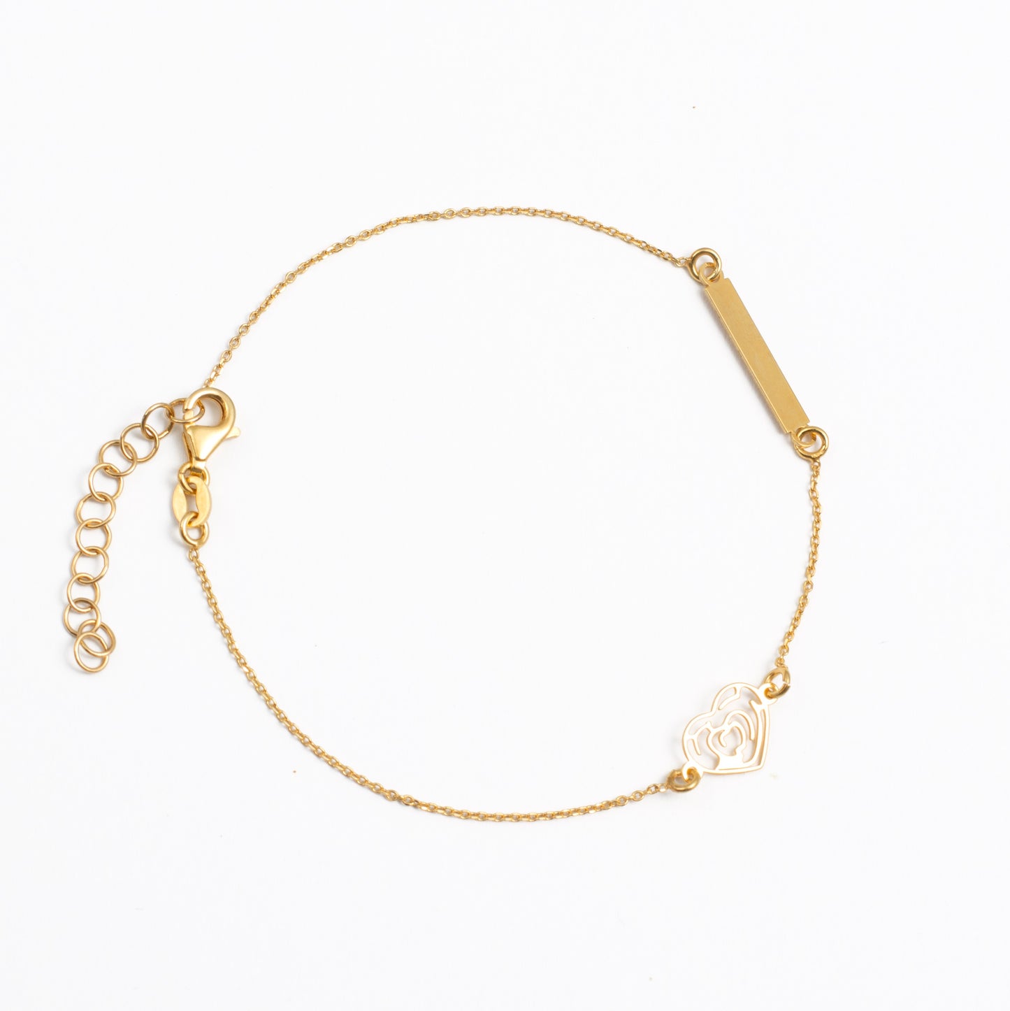 Gold-Tinted Silver Rose Charm Bracelet