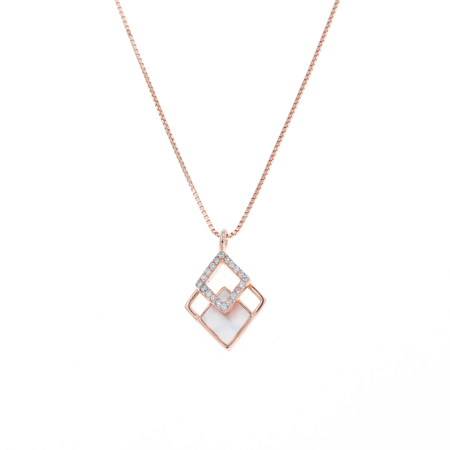 Rose Gold Geometric Diamond Pendant