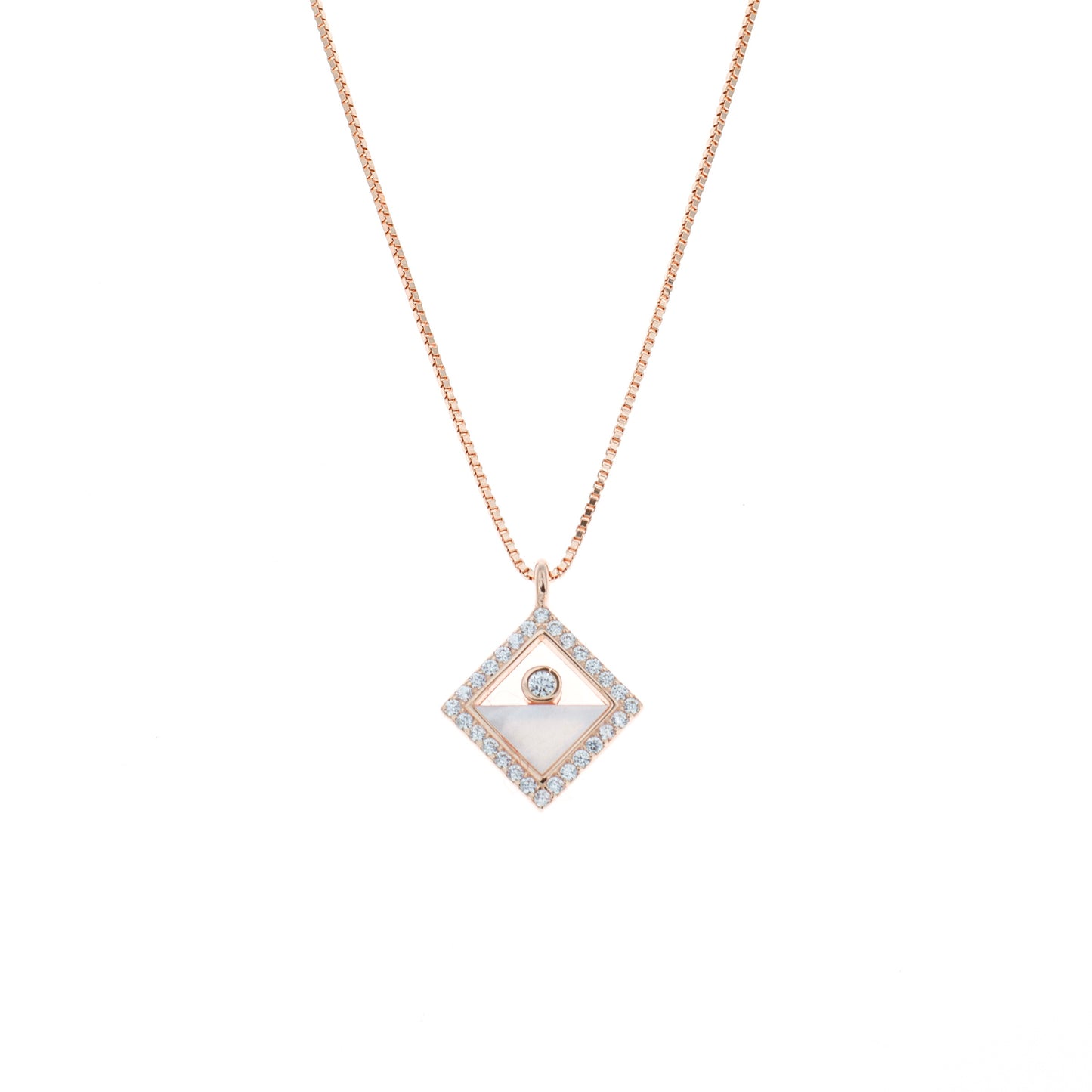 Rose Gold Diamond Square Chain Pendant