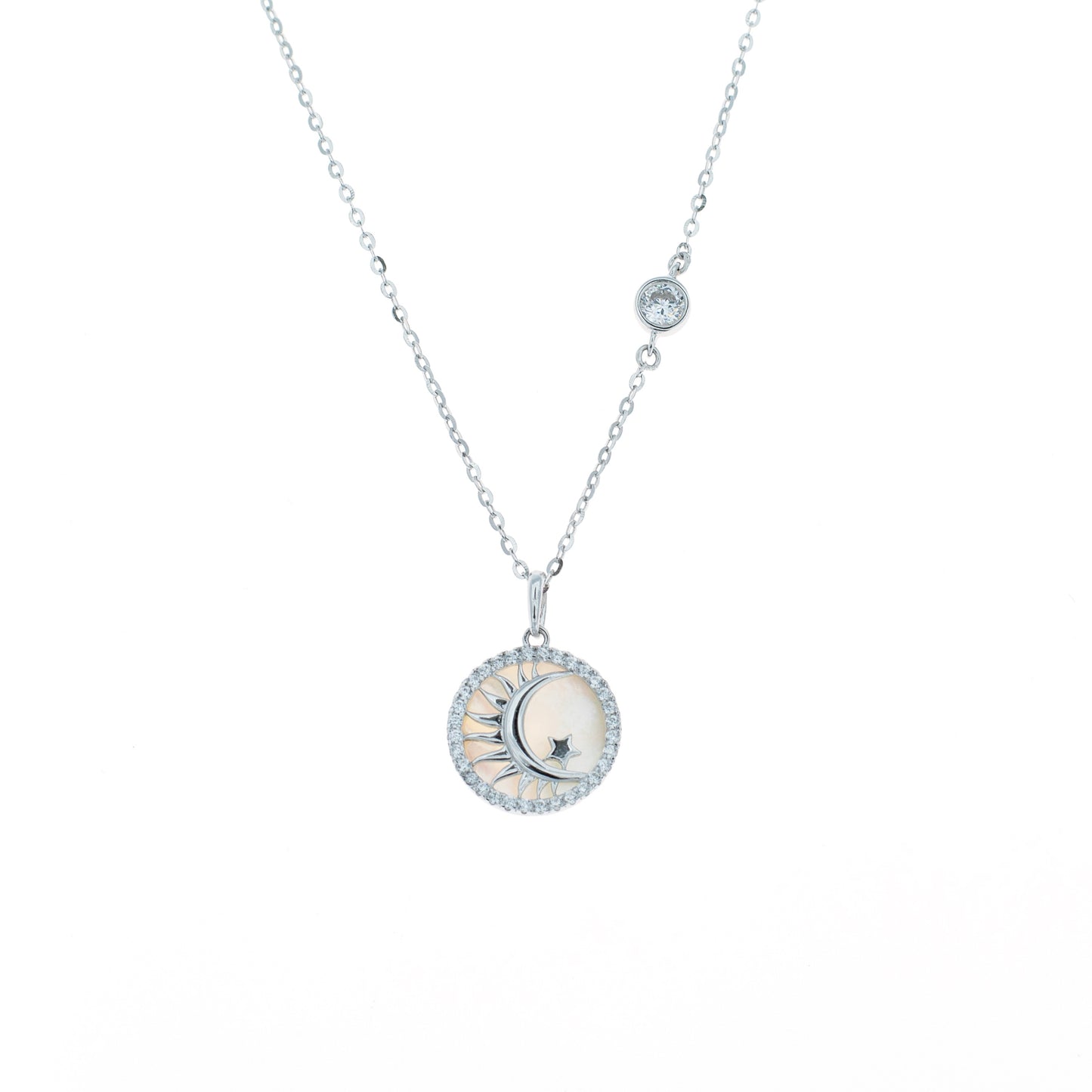 Celestial Moon and Star Silver Chain Pendent