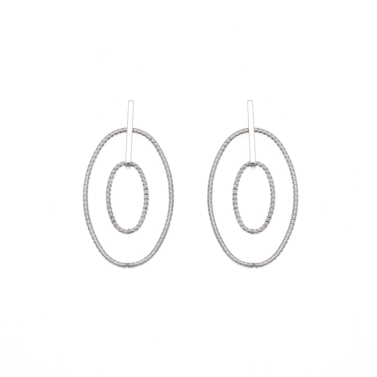 All-Silver Oval Hoop Earrings