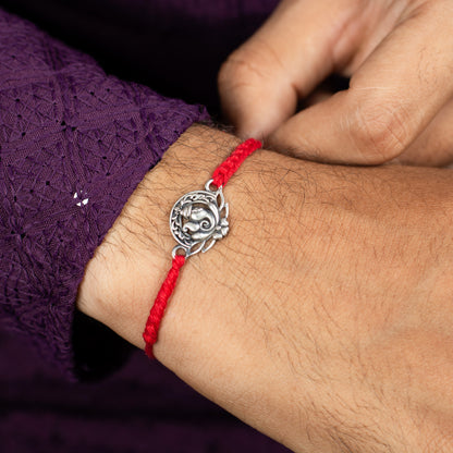 Traditional Ganesha Motif Red Rakhi