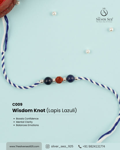 Wisdom Knot Crystal Silver Rakhi
