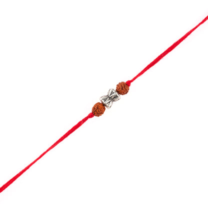 Divine Rudraksha and Silver Leaf Rakhi