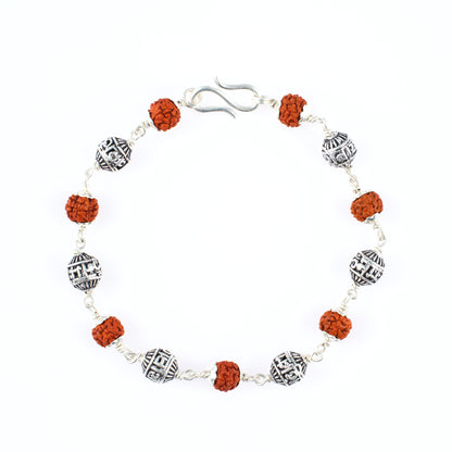 Om Namah Shivay Silver Rudraksh Bracelet