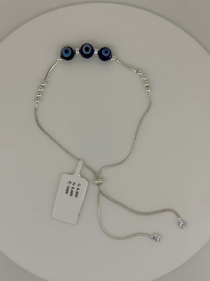 Adjustable Evil Eye Anklet 925 Silver