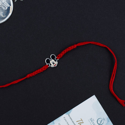 Micky Mouse Silver Rakhi For Kids