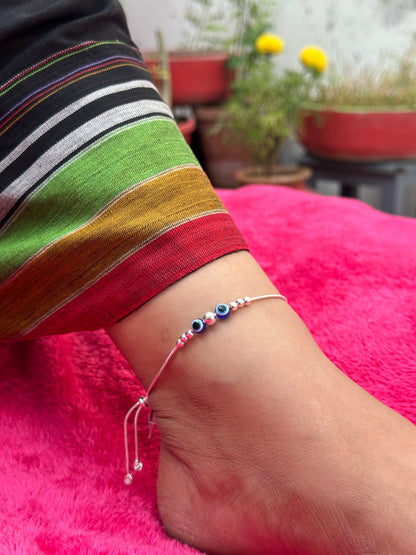 Adjustable evil eye Anklet 925 Silver