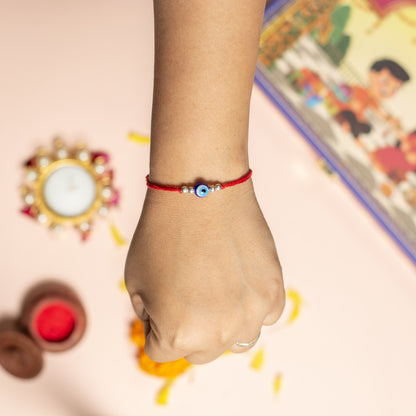 Protective Evil Eye and Silver Bead Rakhi