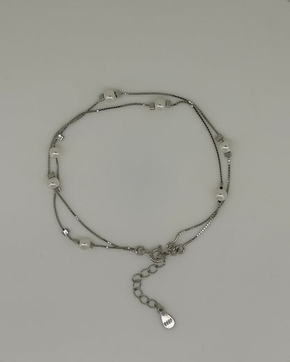 2 Layer SilverGlow Pearl Bracelet
