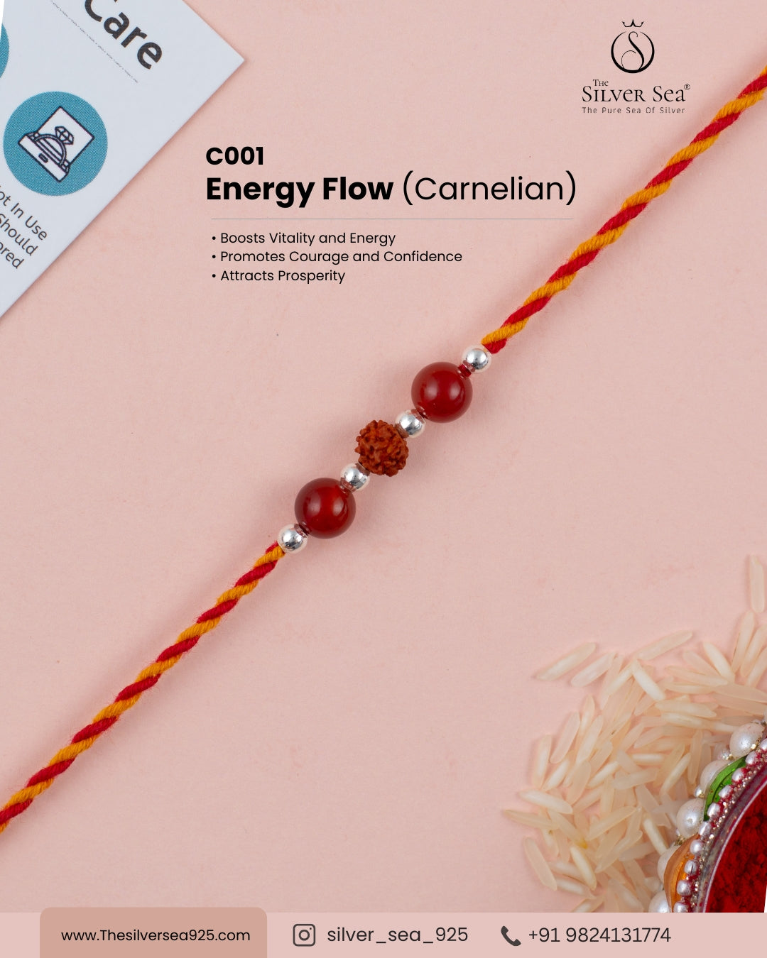 Energy Flow Crystal Silver Rakhi